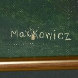 Huile sur toile « polonaise à sa lecture » de a. markowicz – début xxe