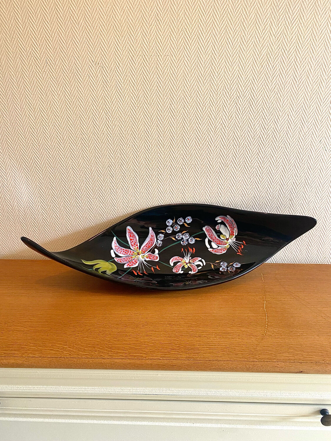 Large Longwy bowl signed L. Valenti