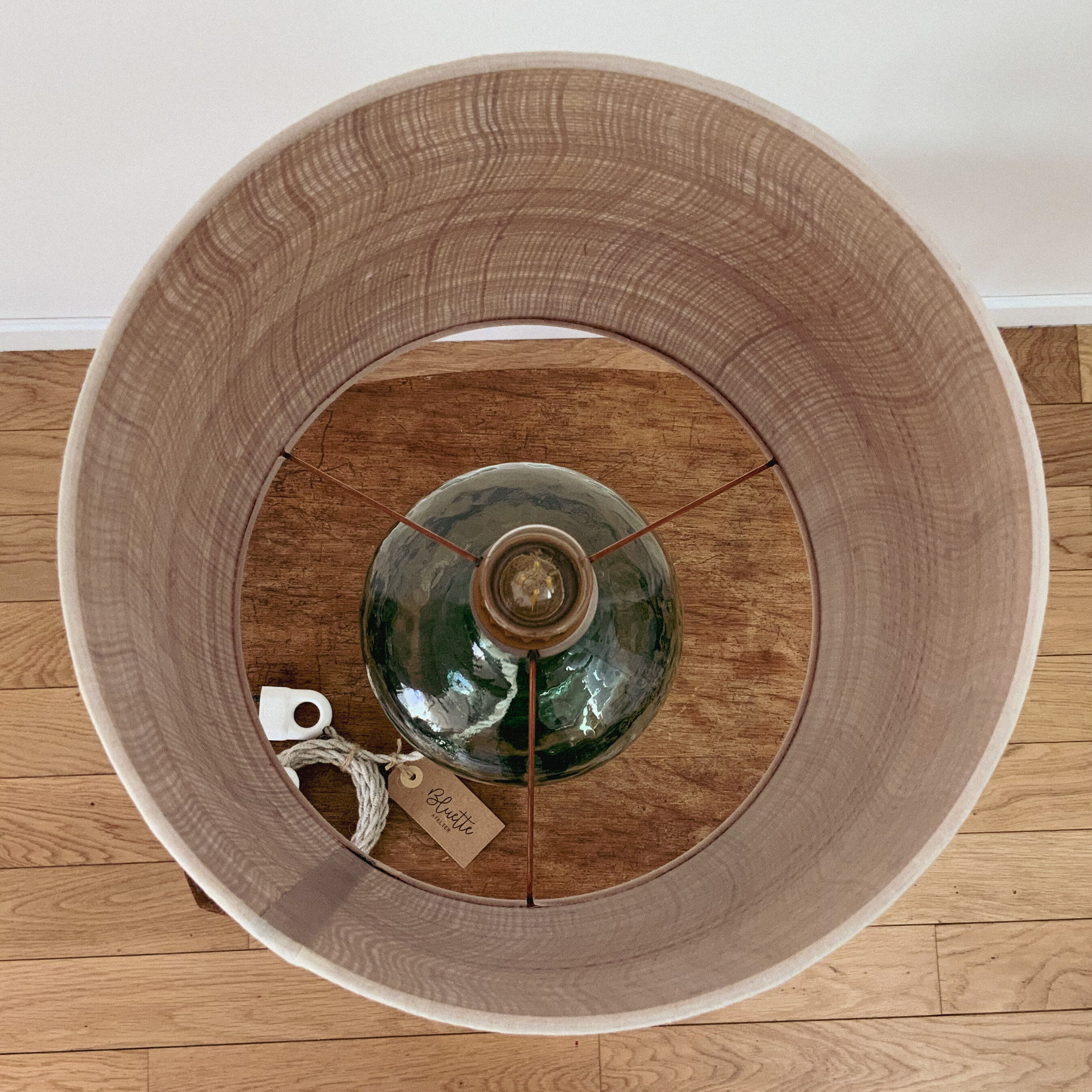 Lampe dame jeanne et rabane