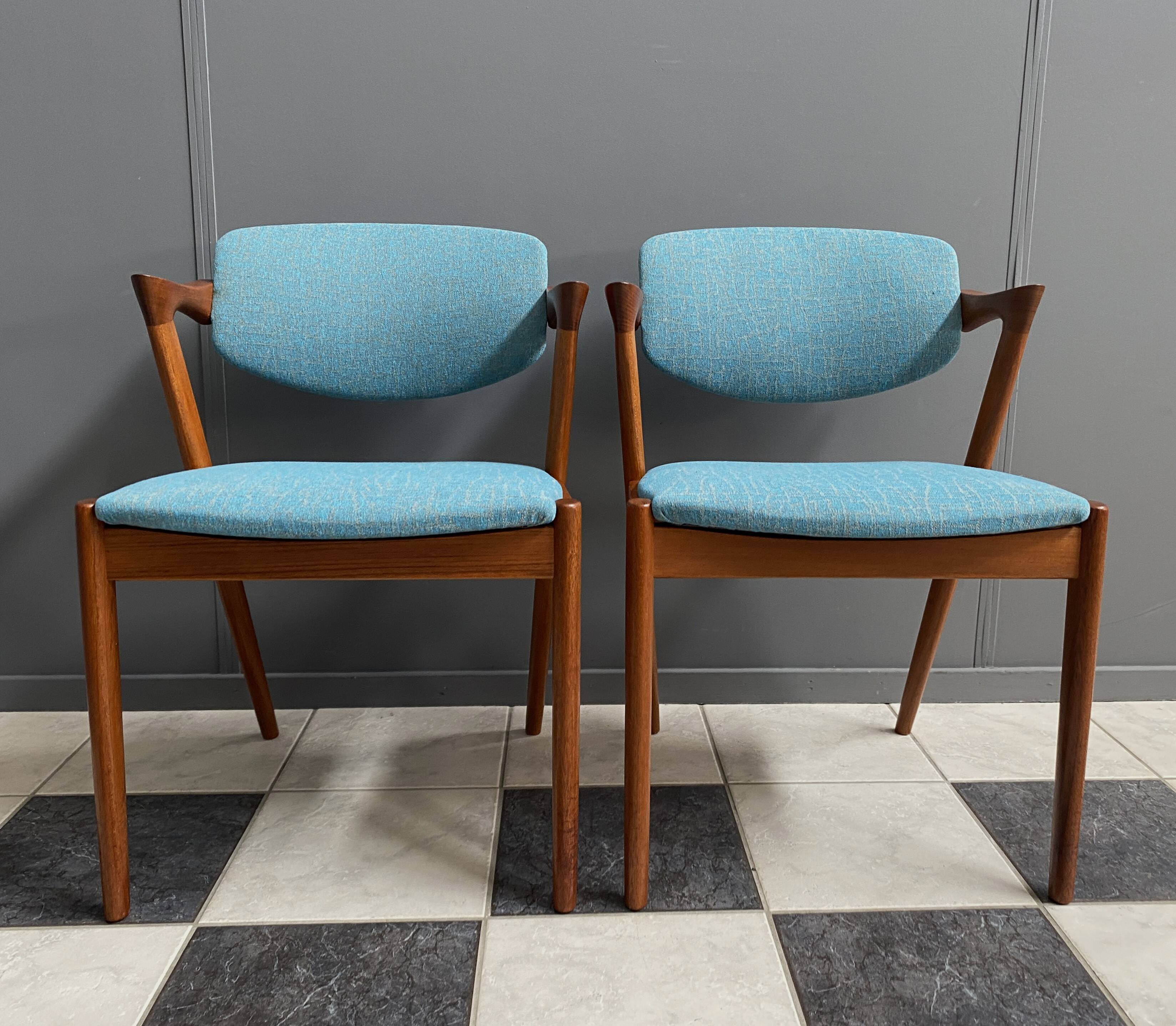 Set of 2 Kai Kristiansen Model 42 Teak Z-chairs for  Shou Andersen Denmark