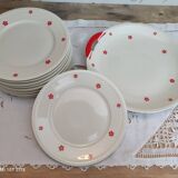 Dessert service 11 pieces in beige Bavaria porcelain with small orange flowers