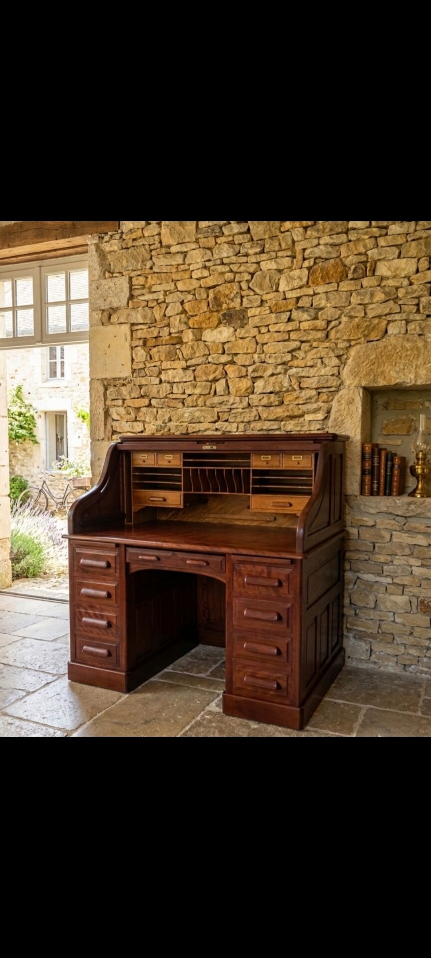 Bureau américain à cylindre en acajou