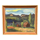 Huile sur panneau suédois – Paysage de montagne par Kerstin Flyckt