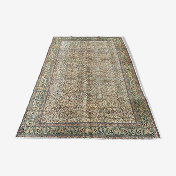 Vintage turkish rug, tribal wool carpet, 282x200 cm
