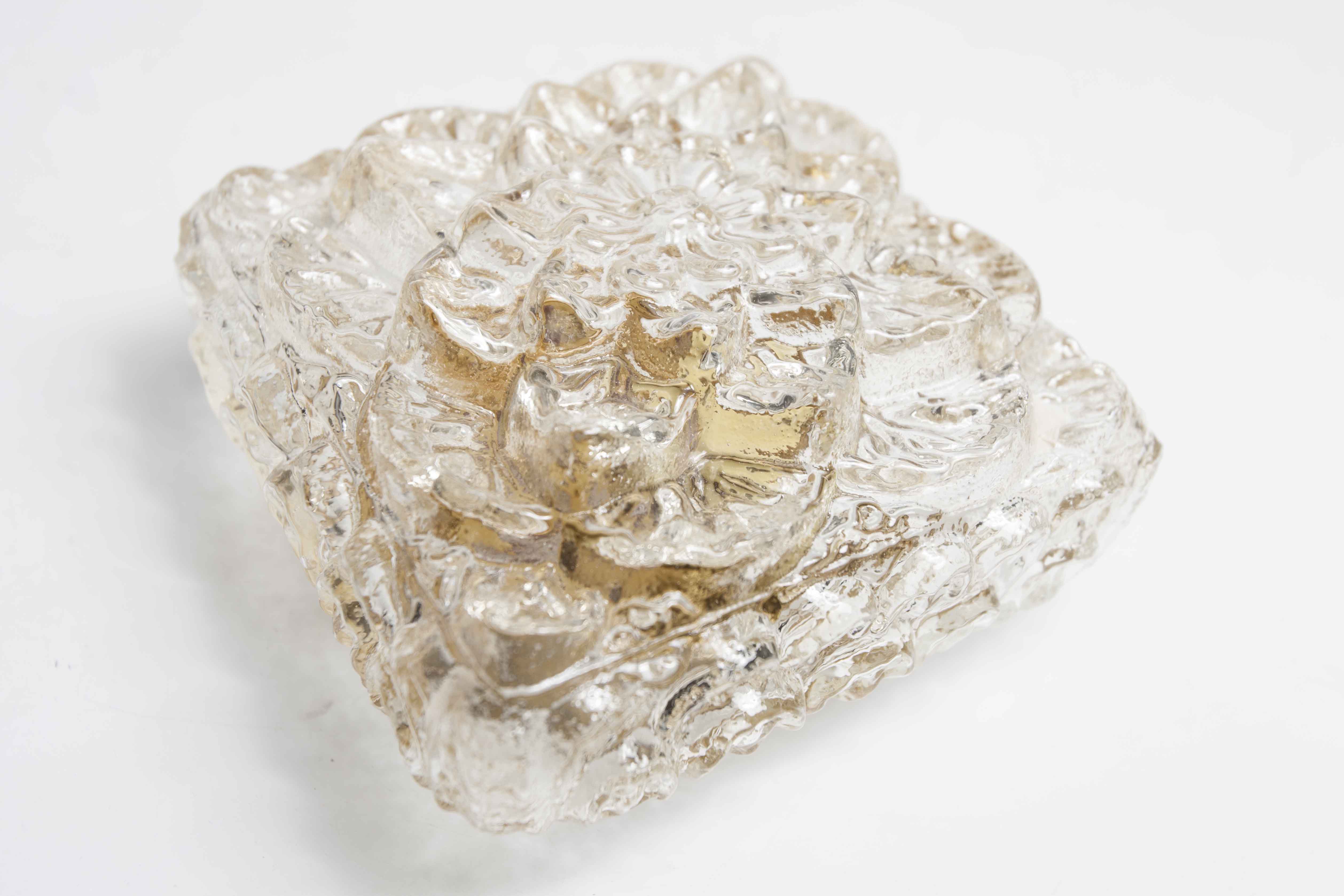 Gold floral glass ceiling light 1960