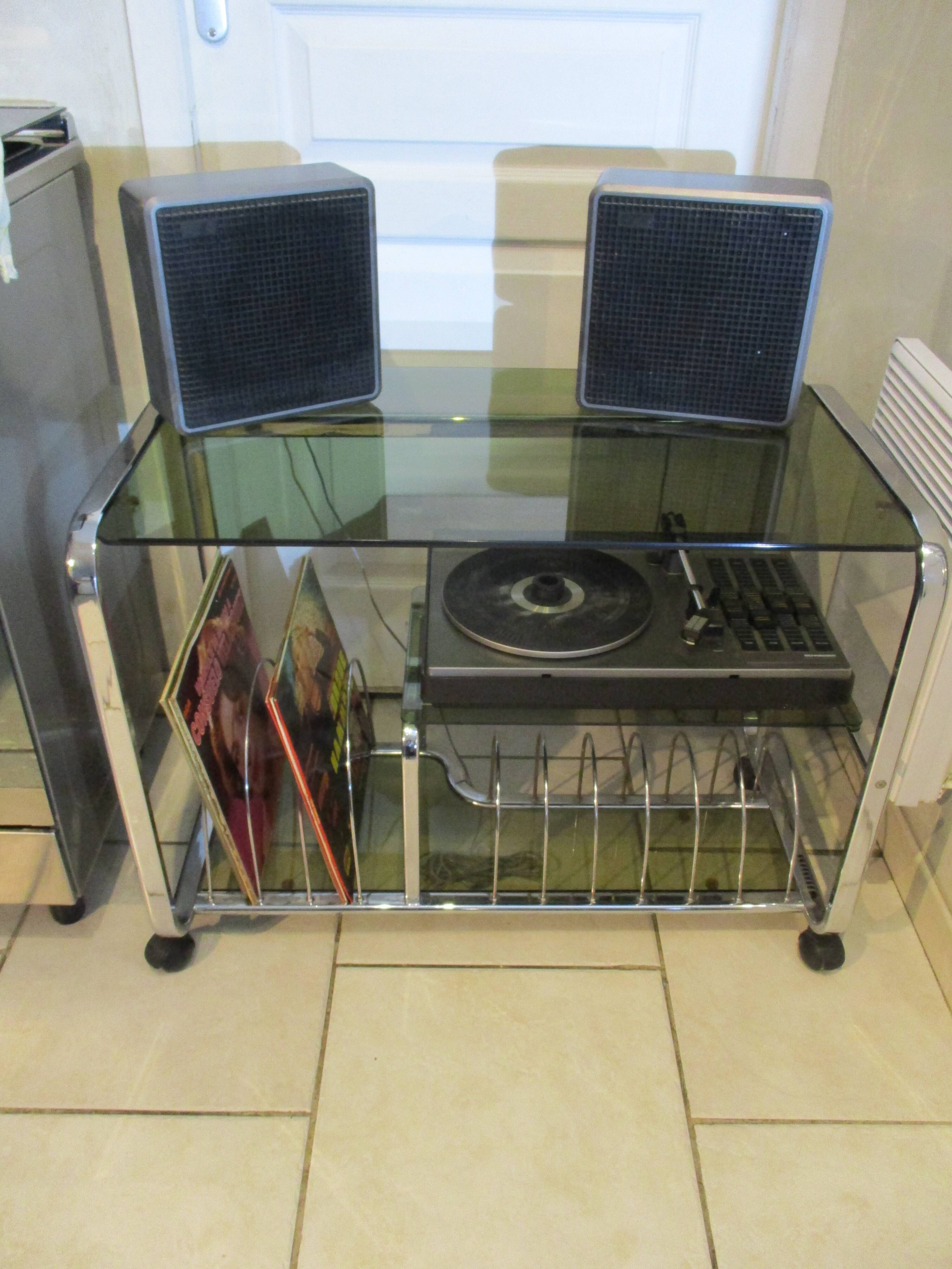 Meuble vintage hifi chrome années 70