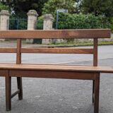 Large oak bench with back