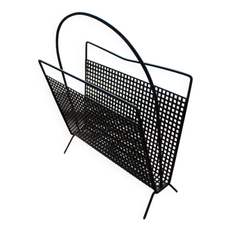 Vintage magazine rack newspaper holder Mategot style industrial metal brutalis
