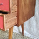 Teak desk with compass legs - 60s/70s