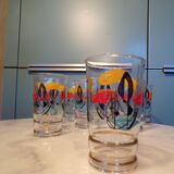 9 large vintage Miro water glasses, h=11cm