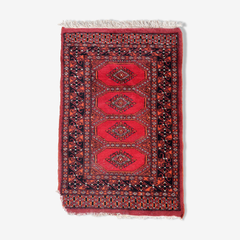 Vintage carpet Uzbek Bukhara handmade 62cm x 95cm 1970s