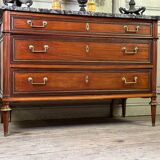 Louis XVI style mahogany commode in three colors, 18th century
