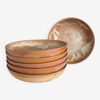 Service of 6 soup plates in vintage stoneware - vintage stoneware ceramic tableware
