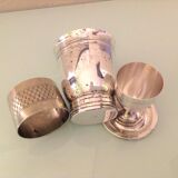 Timpani, shell and round of silver metal / vintage towel 50s-60s