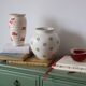 Vintage painted red flower ceramic vase