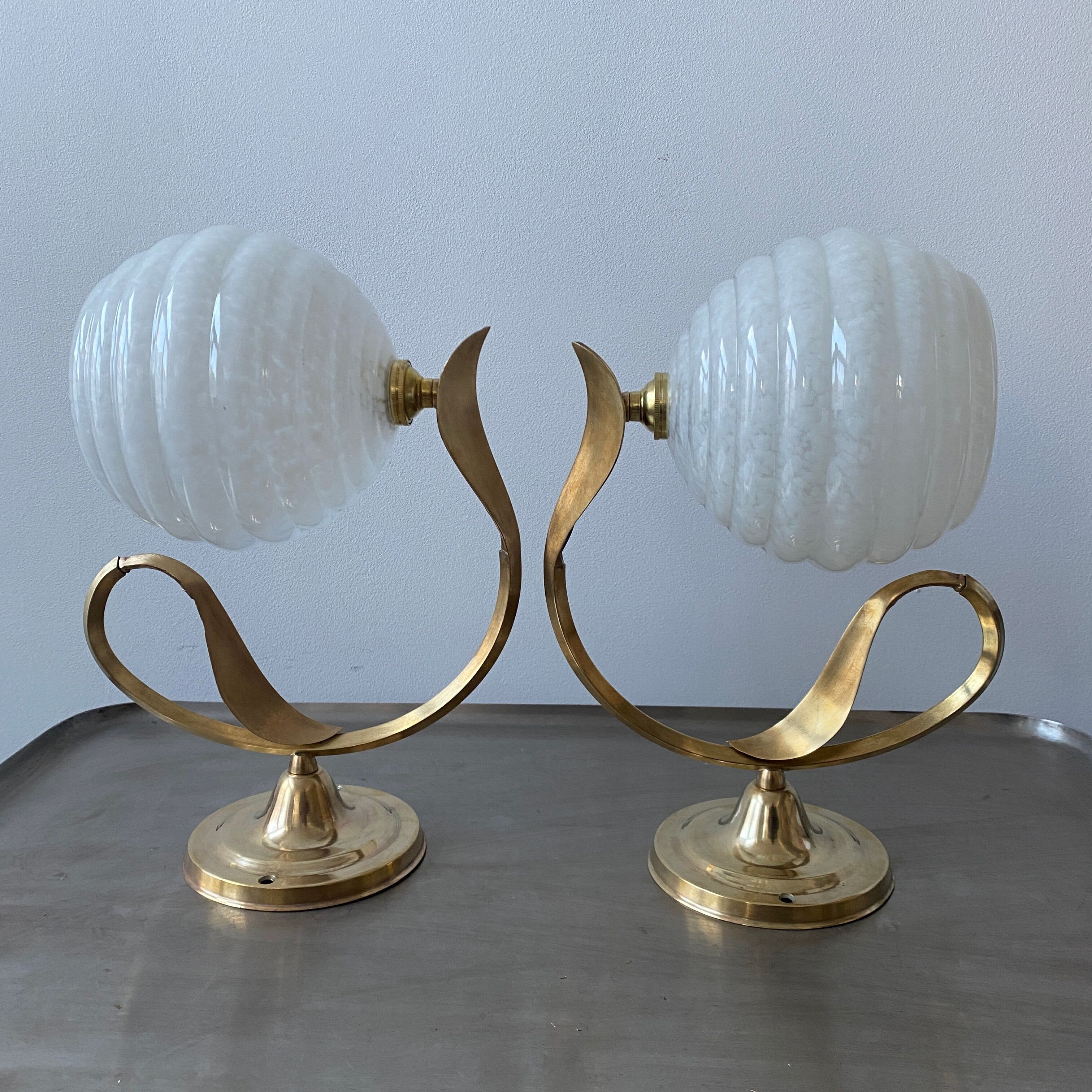 Lot 2 old vintage clichy glass sconces