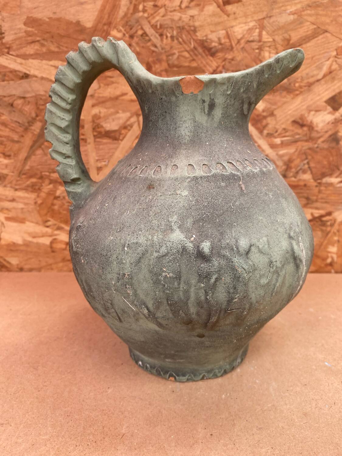 Antique marcelo jornet pitcher green terracotta vintage