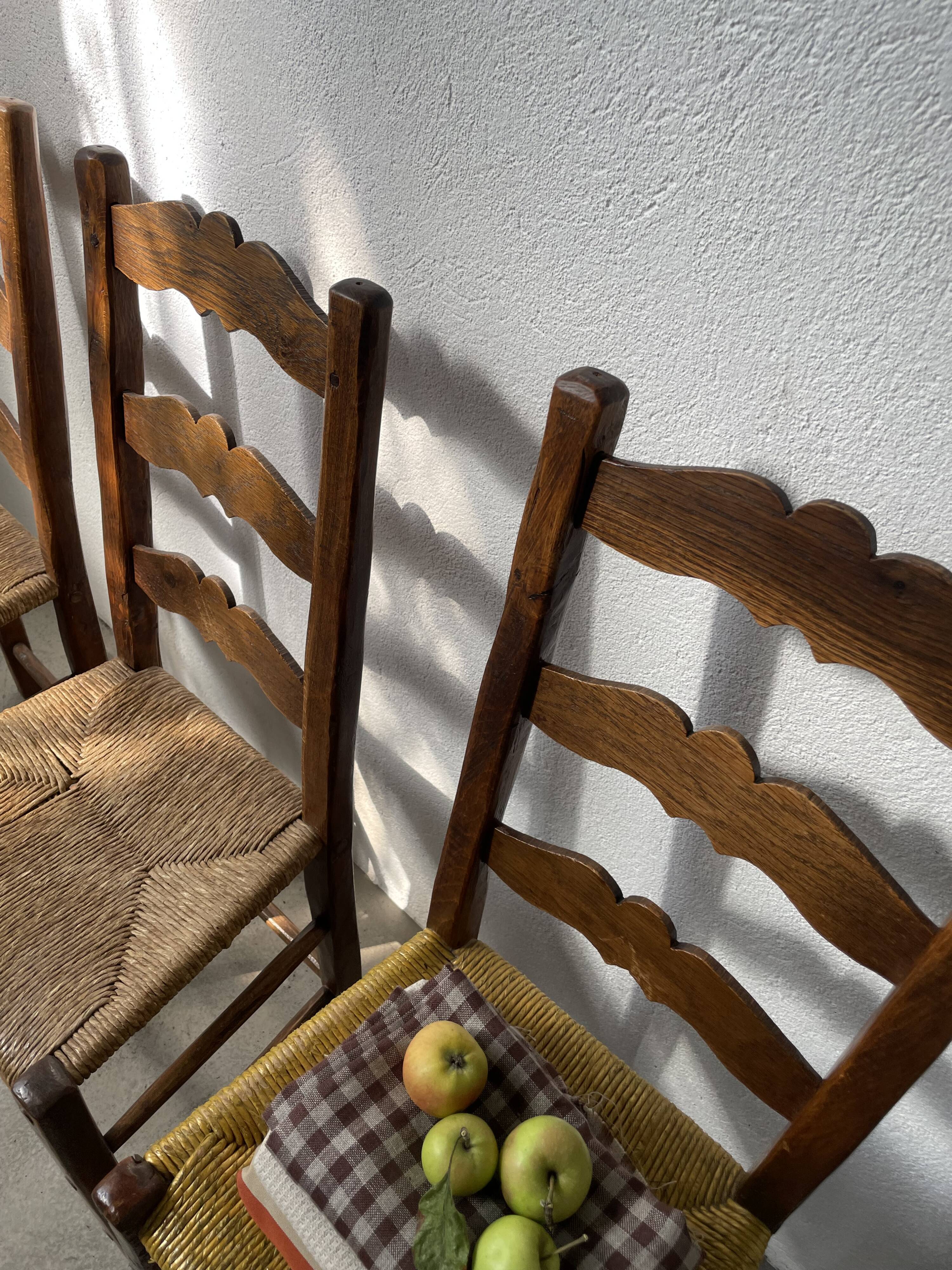 Rustic handcrafted oak chairs 1900
