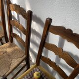 Rustic handcrafted oak chairs 1900