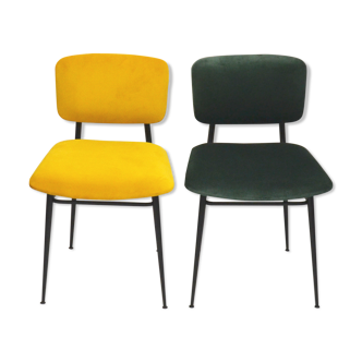 Pair of chairs retapissees Velvet