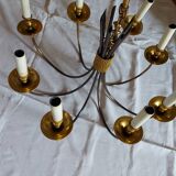 Lustre design 8 feux  métal en laiton doré