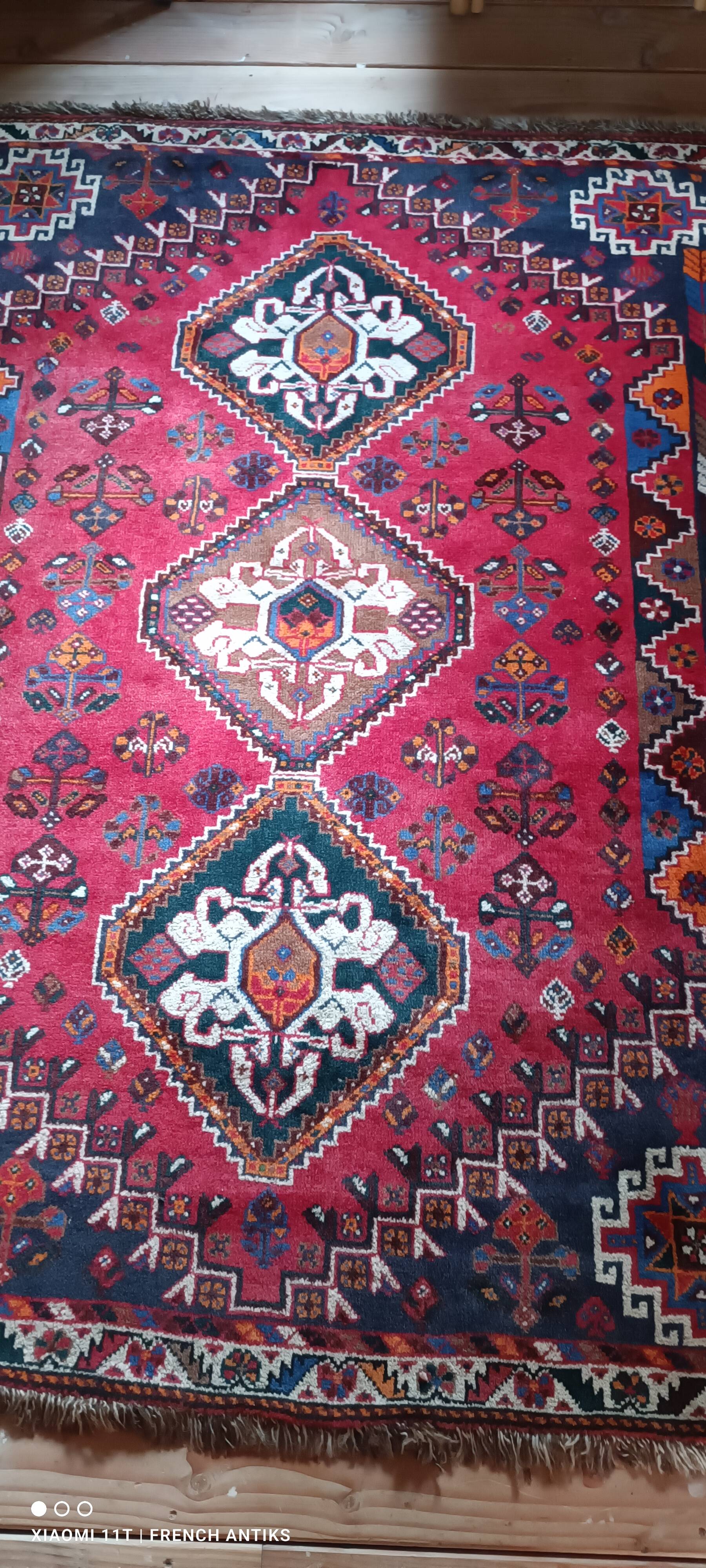 Vintage Iranian rug from the 1950s. Handcrafted, handmade.