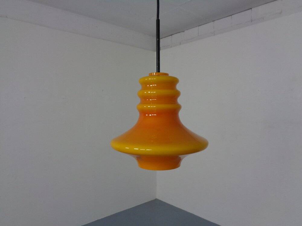 Orange glass ceiling light from Doria, Germany, 1960s.