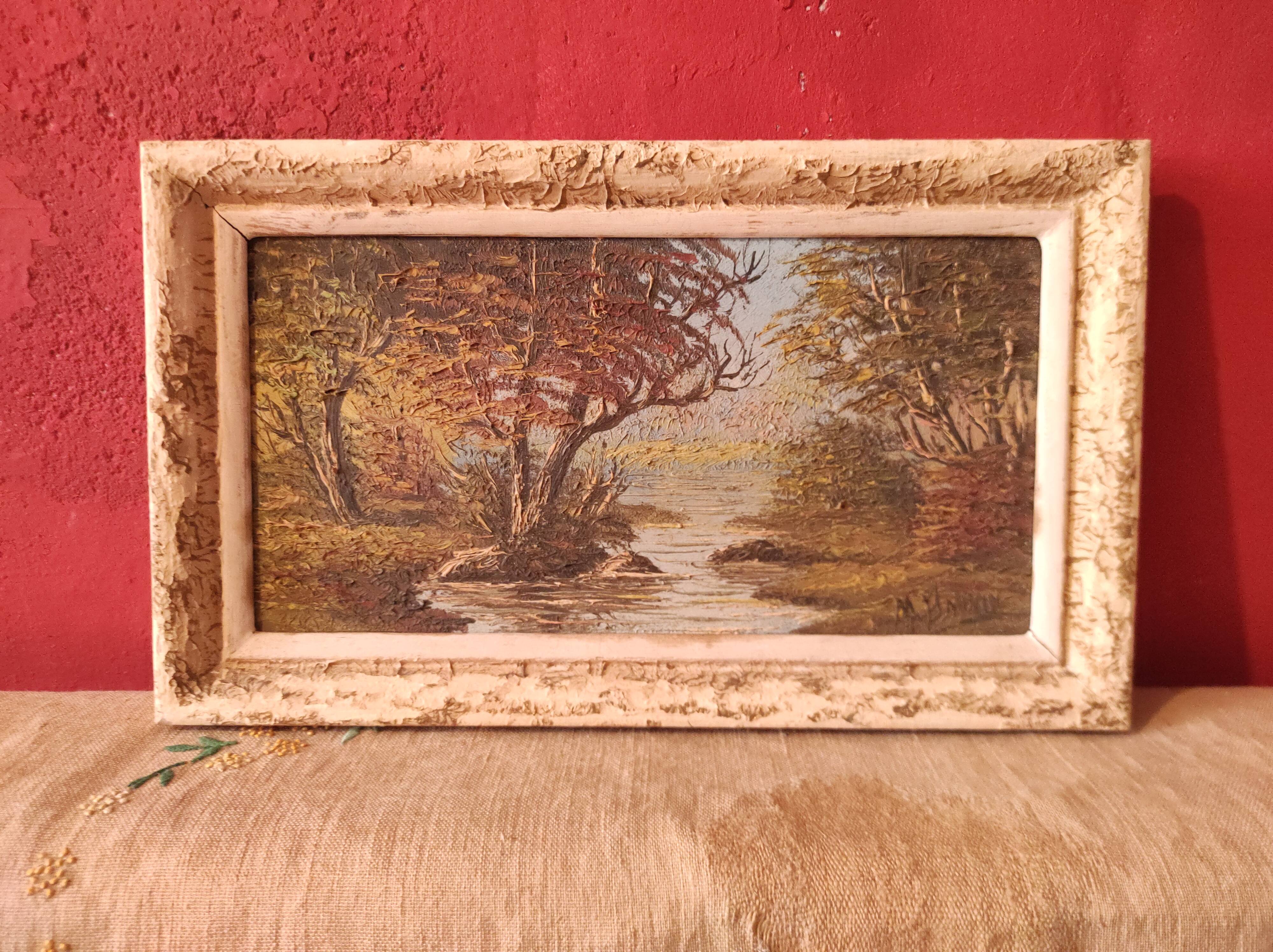Vintage French oil painting, signed M. Bonvin