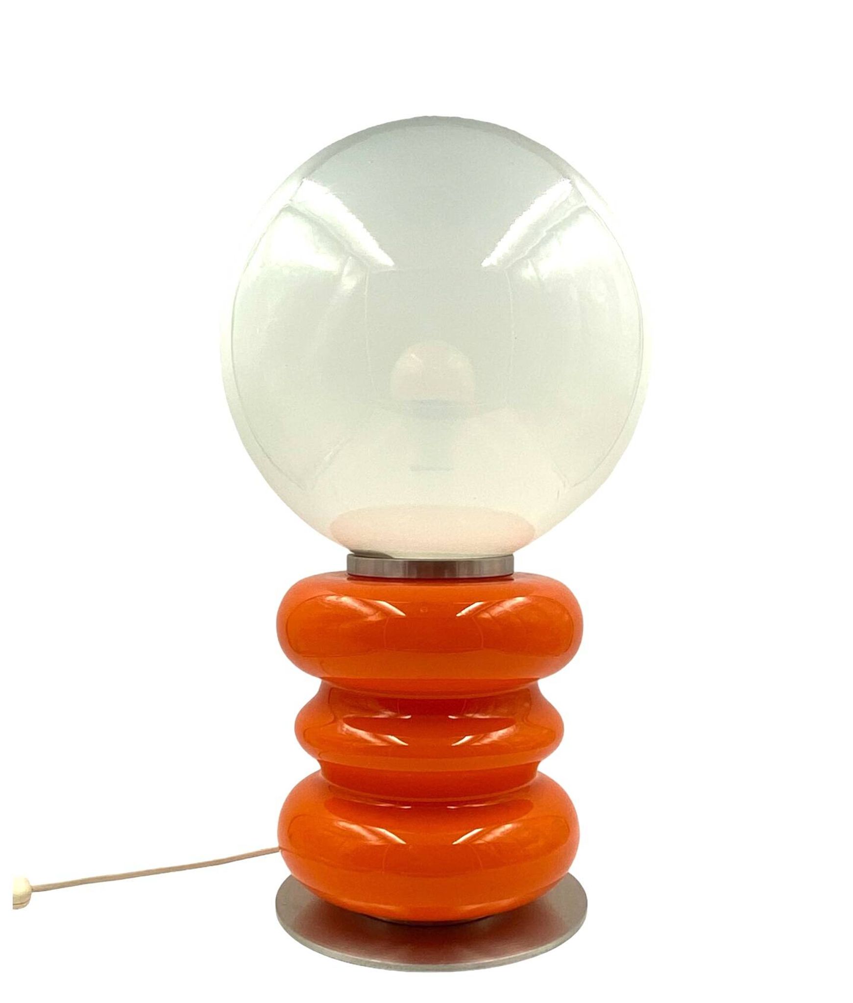 Space Age Orange Murano glass table lamp 1970s
