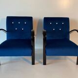 Pair of Blue Italian Art Deco Armchairs, 1930s