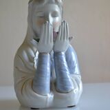 Virgin Mary statue bust in polychrome porcelain Virgin with crown of roses