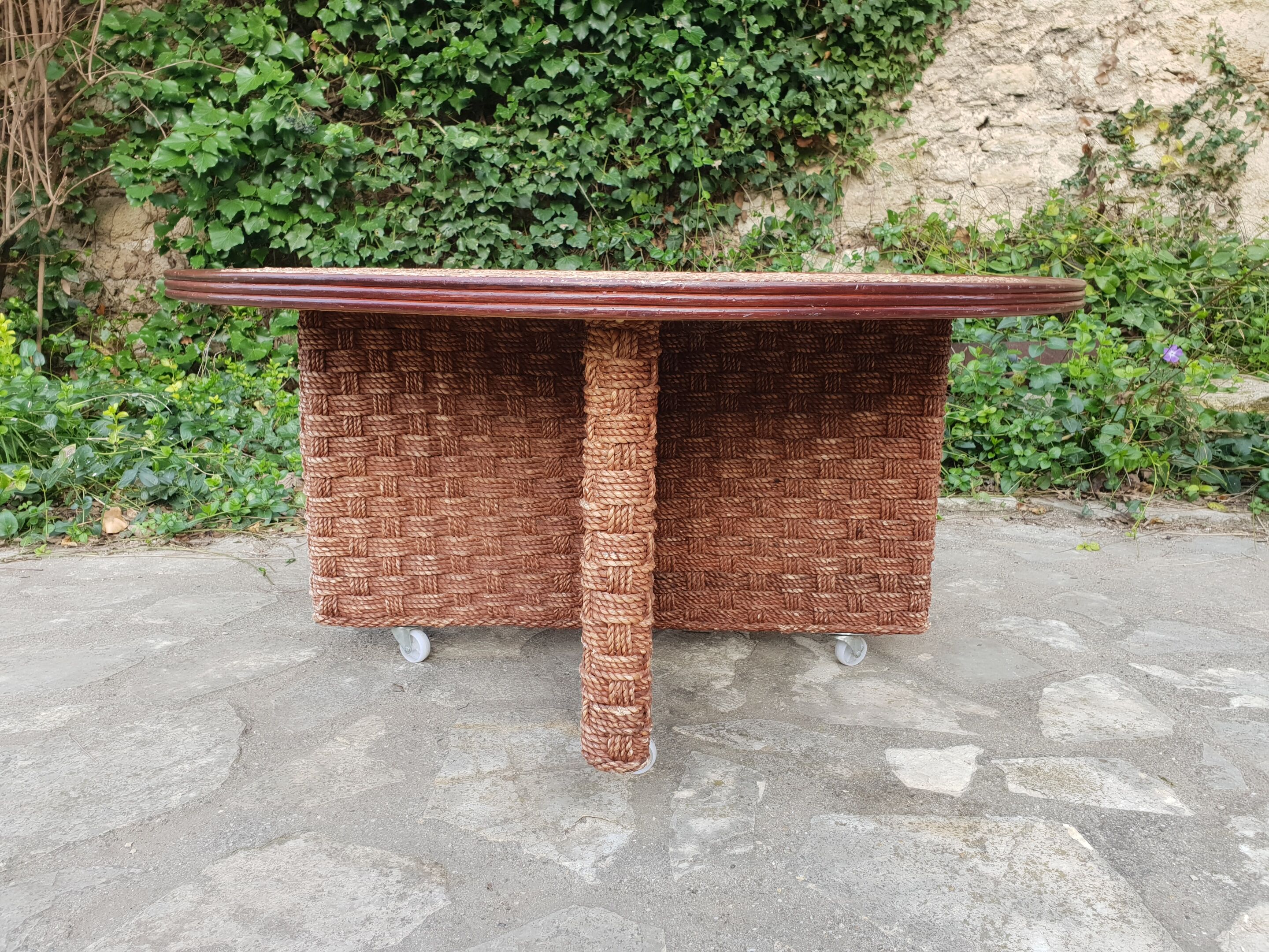 Vintage rope coffee table and stools