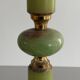 Mid-century side table in green marble with a brass base, 1960s, Italy.