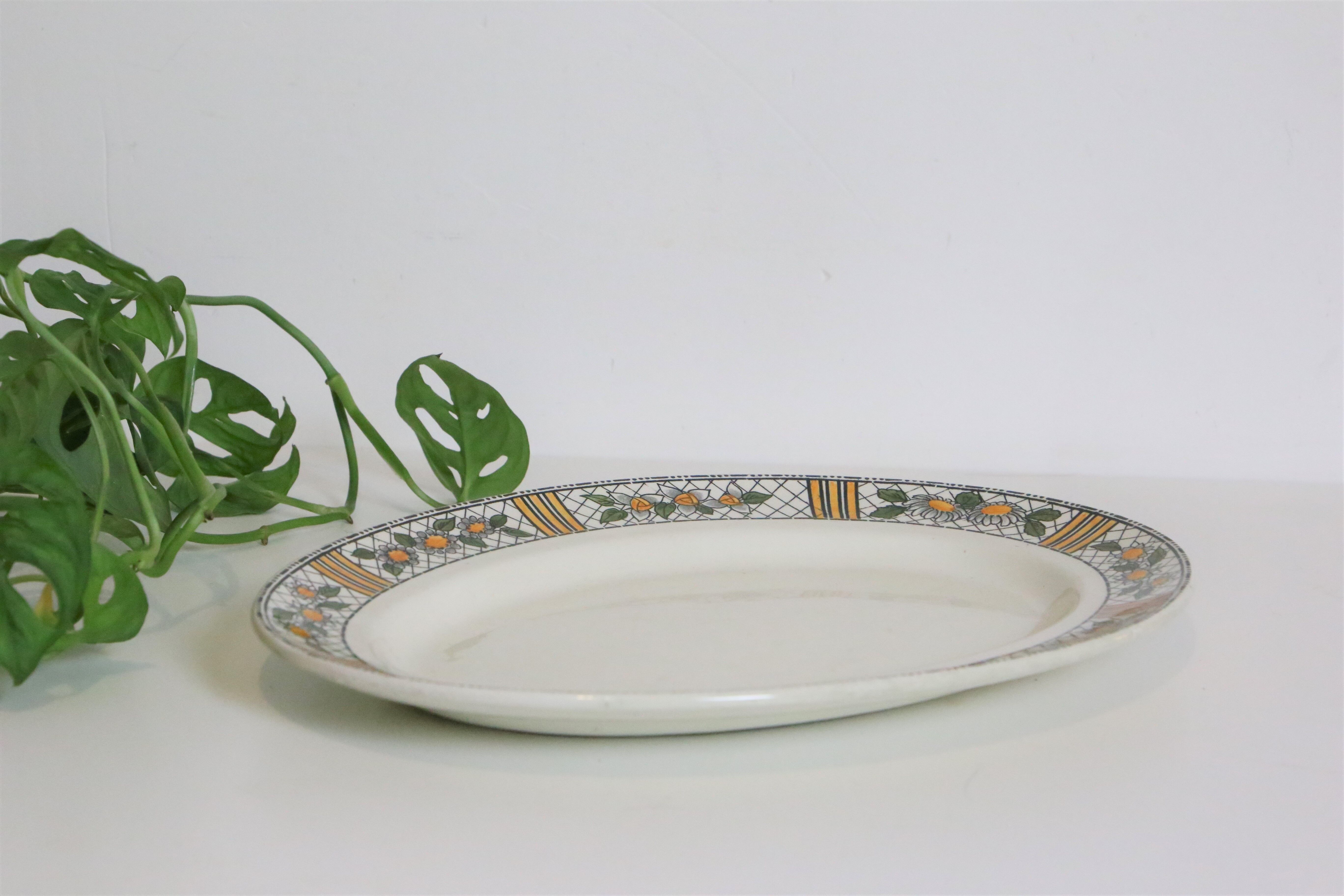 Oval dish elisabeth, hcbm, creil and montereau, vintage
