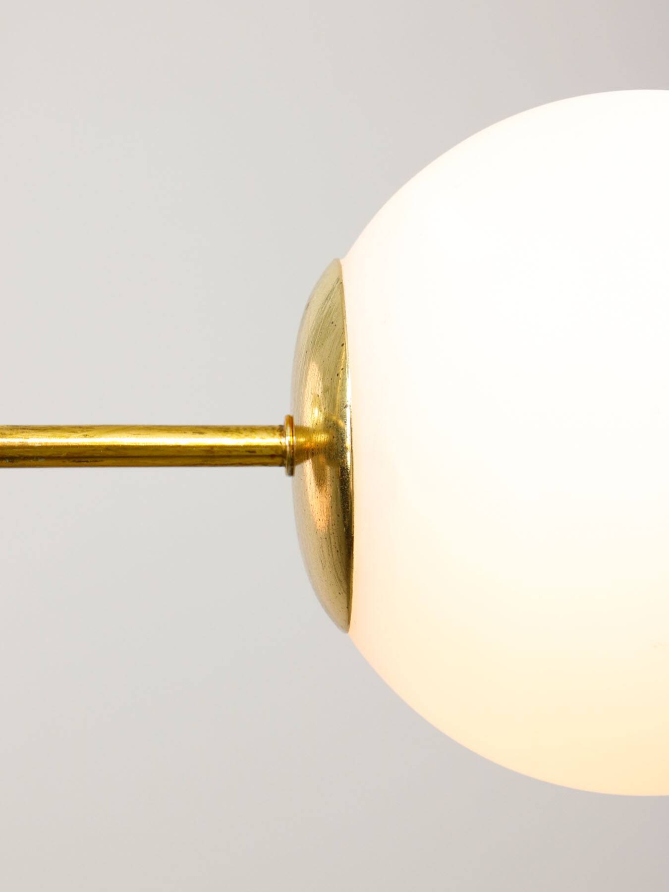 Mid-Century Modern Italian Chandelier in Brass and Opaline Glass, 1960s