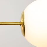 Mid-Century Modern Italian Chandelier in Brass and Opaline Glass, 1960s