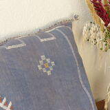 Coussin berbère bleu soie de cactus