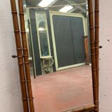 19th century bamboo-style cherry-style psyche mirror 85x193cm