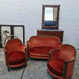 Old art deco lounge velvet gene three pieces