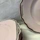 Pink porcelain dessert service with silver edging