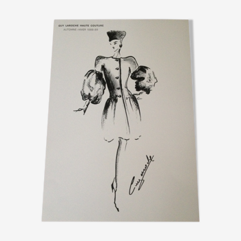 Jolie illustration de mode de presse par Guy Laroche- époque -  années 80