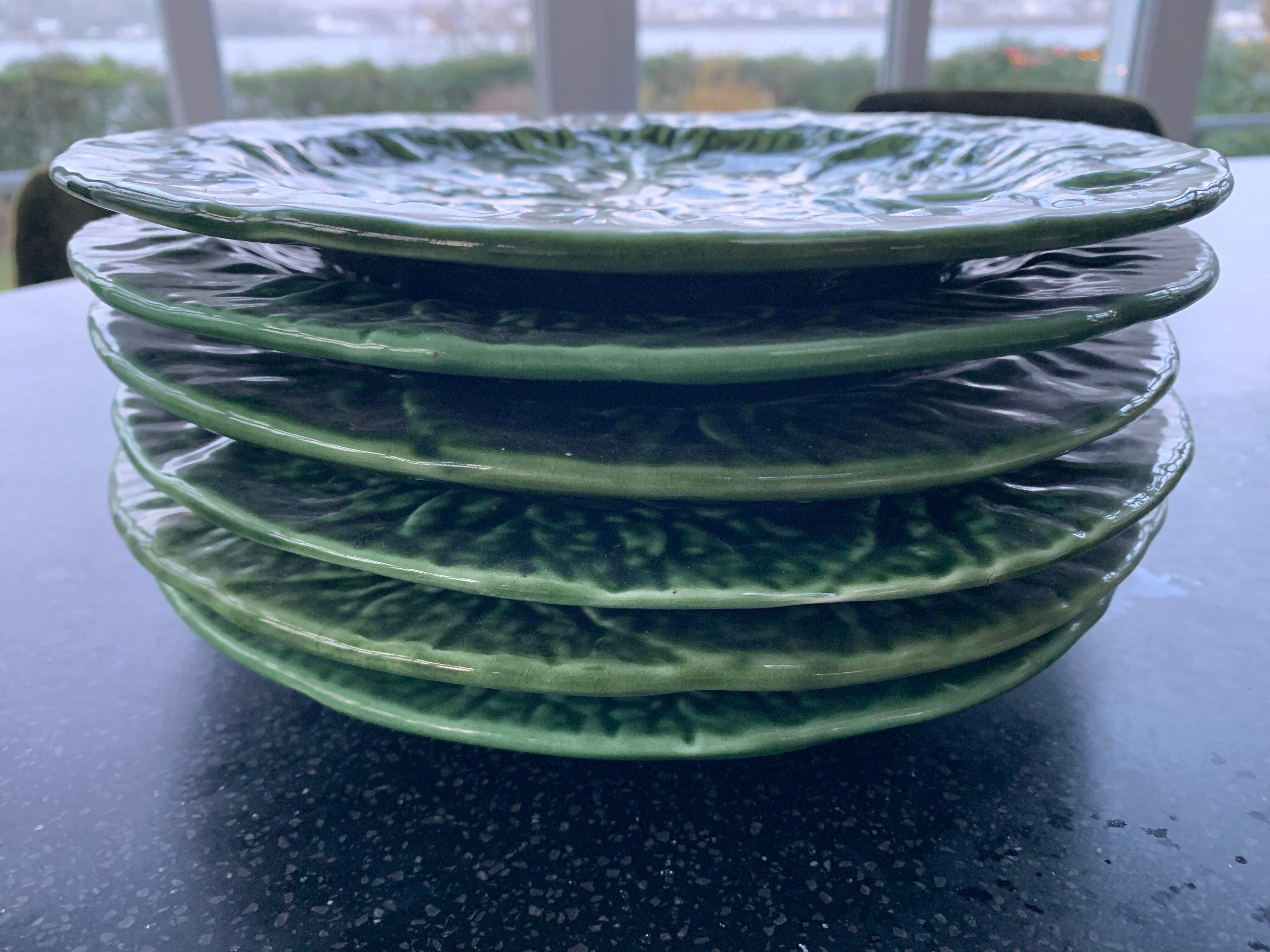 Lot of 6 plates cabbage leaf dabbling