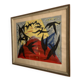 Lars s'en prend. "le salaire des oiseaux". lithographie en couleurs, signée et numérotée 39/60