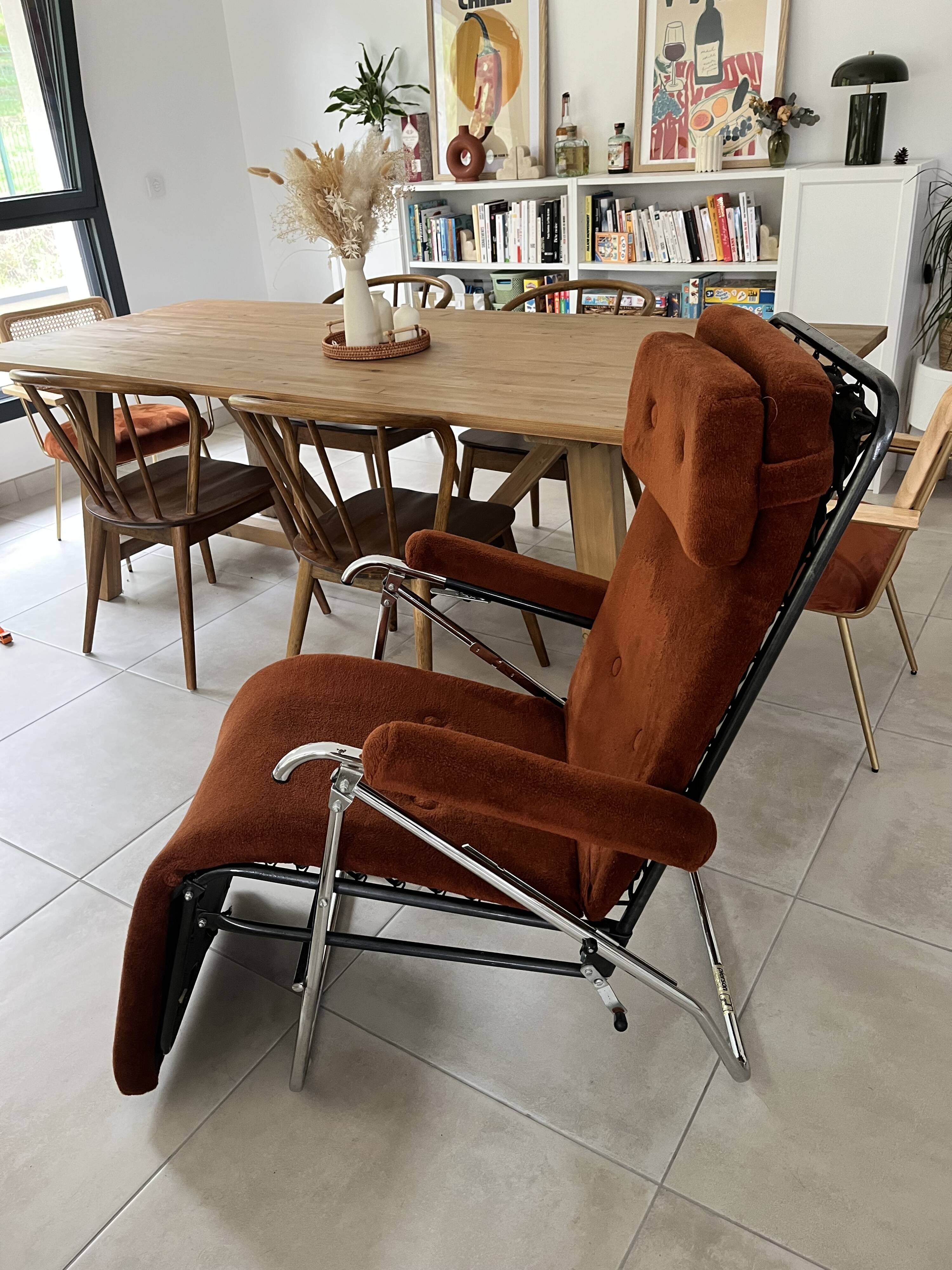 Vintage Pierson velvet reclining armchair – 1970s/80s