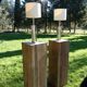 Foot of chrome lamps and ivory white lampshade