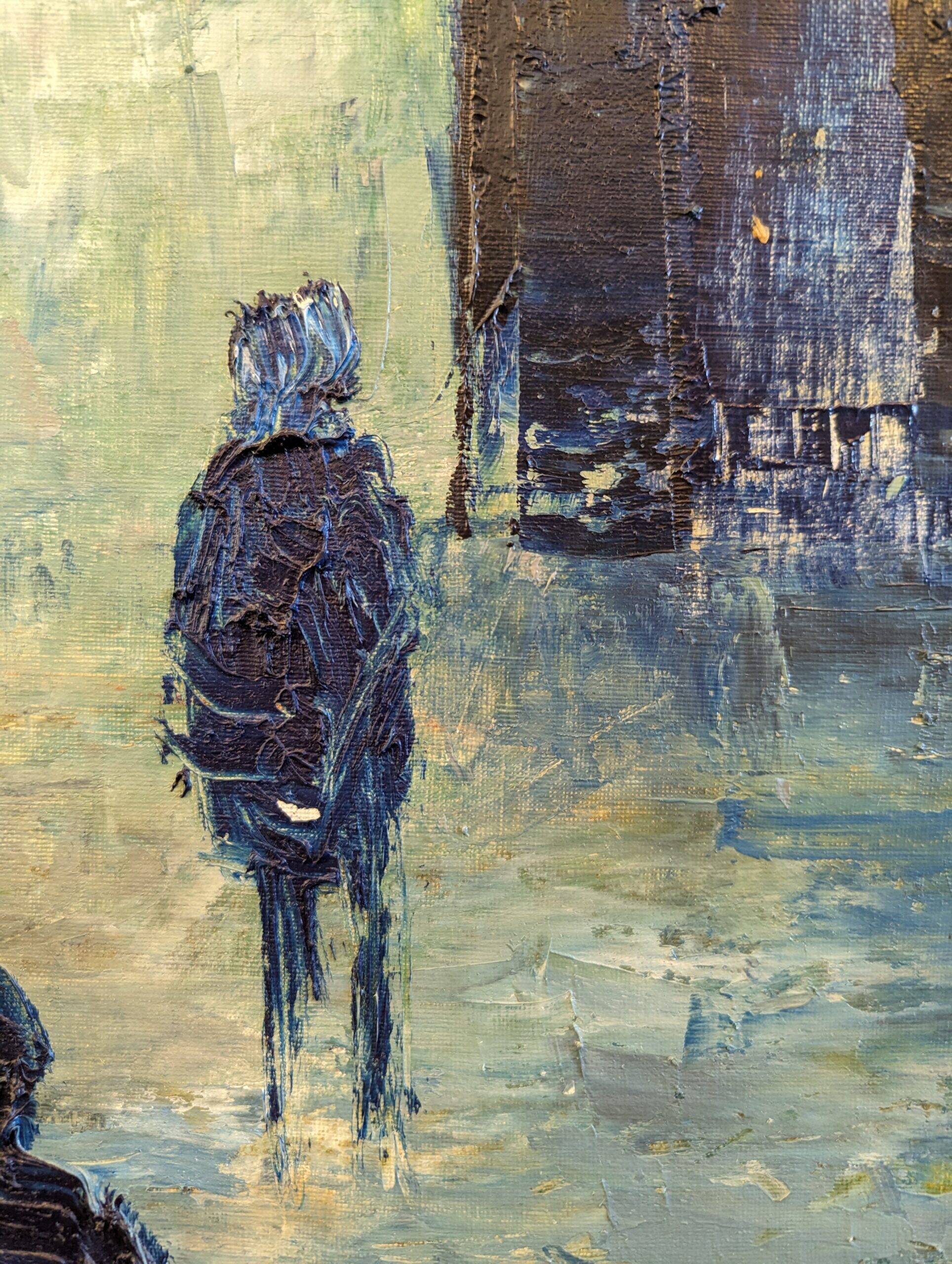 Mid-Century Modern Swedish "City Dream" Vintage Oil Painting, Framed