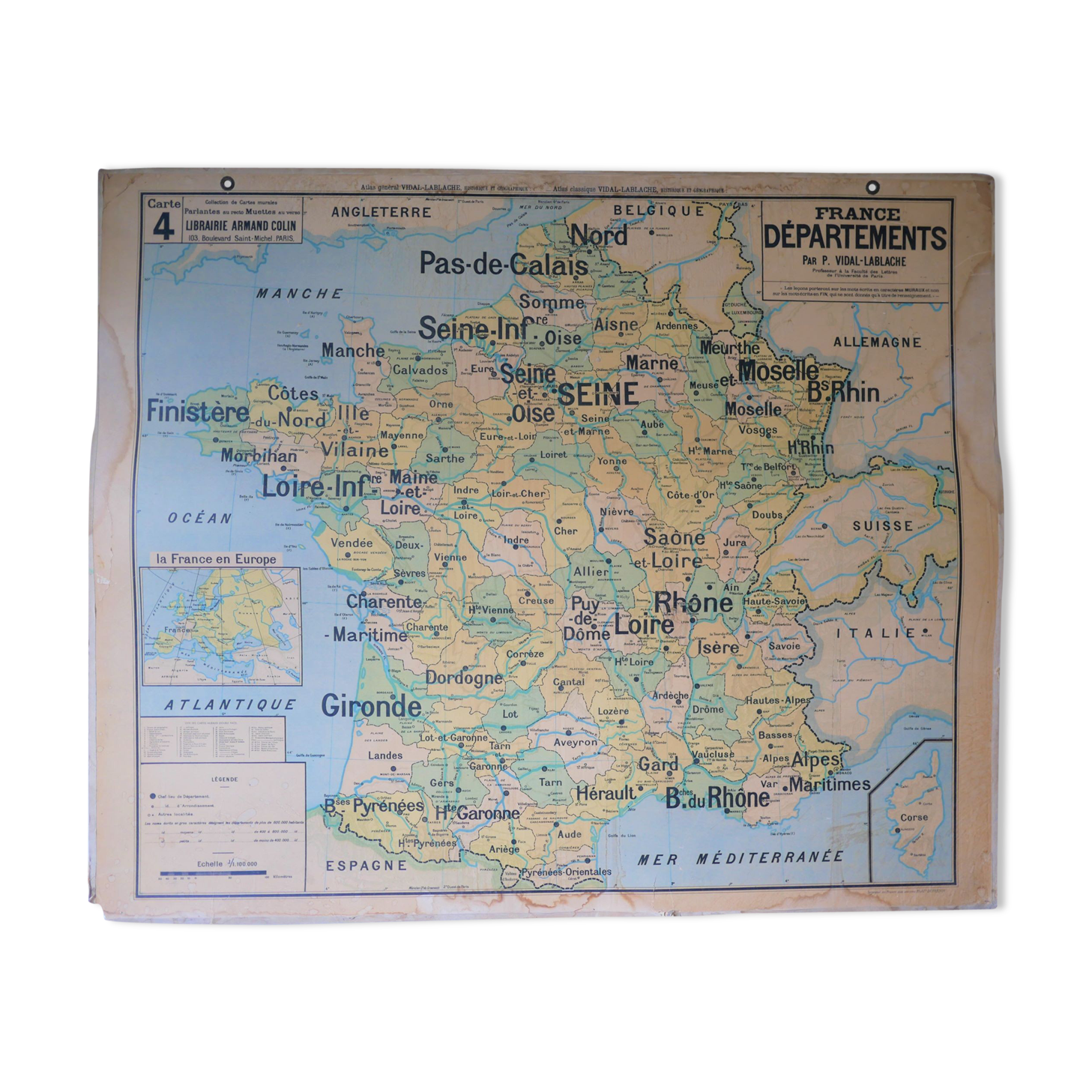 Map of France vintage - school poster n ° 4