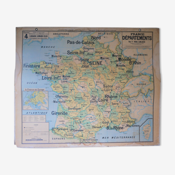 Carte de France vintage - Affiche d’école n°4