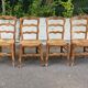4 Louis XV chairs in solid blond oak and straw wood with shell sculptures