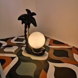Lamp black palm in ceramic and opaline year 70